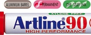 Permanent marker ARTLINE 90, corp metalic, varf tesit 2.0-5.0mm - rosu