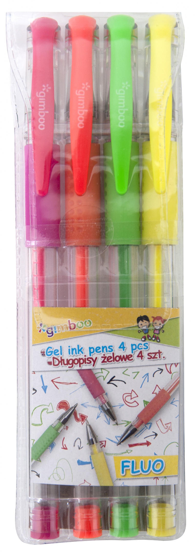 Pixuri cu gel, 4 culori/set, GIMBOO - culori fluorescente asortate