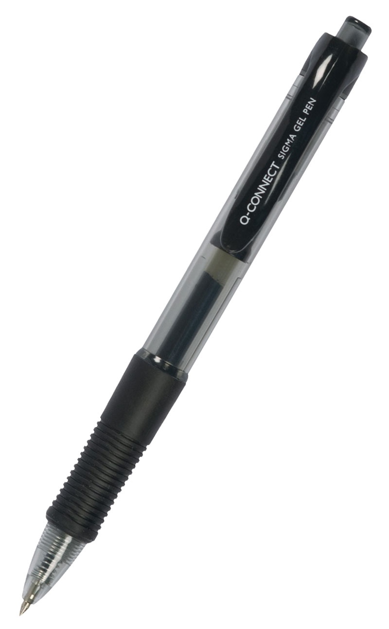 Pix cu gel, mecanism retractabil, rubber grip, 0.5 mm, Q-Connect - negru