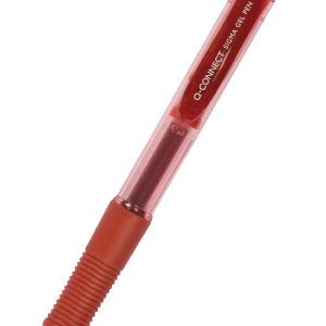 Pix cu gel, mecanism retractabil, rubber grip, 0.5 mm, Q-Connect - rosu