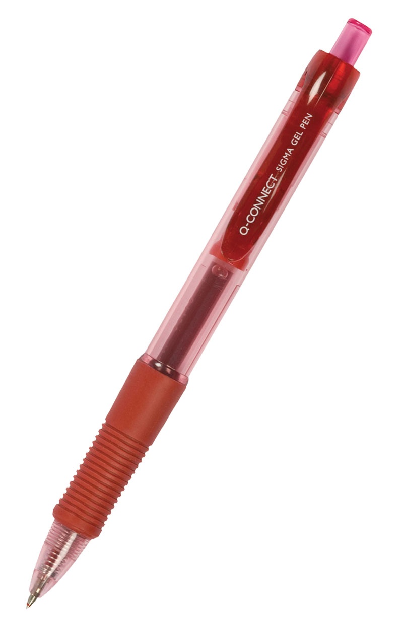 Pix cu gel, mecanism retractabil, rubber grip, 0.5 mm, Q-Connect - rosu