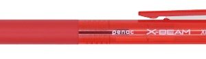 Pix PENAC X-Beam XB-107, rubber grip, 0.7mm, clema plastic, corp rosu - scriere rosie