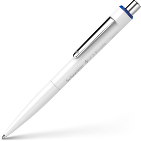 Pix SCHNEIDER K3 Biosafe, clema metalica, corp alb, plastic bio, amprenta neutra CO2 - scriere albas