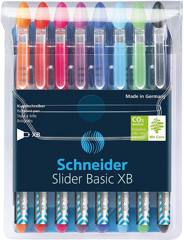 Pix SCHNEIDER Slider Basic XB, rubber grip, 8 culori/set - (N, R, A, Or, Vi, Roz, Bleu, Vernil)