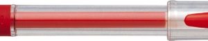 Pix cu gel PENAC FX-1, rubber grip, 0.7mm, con metalic, corp transparent - scriere rosie