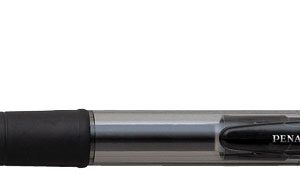 Pix cu gel PENAC FX-7, rubber grip, 0.7mm, corp transparent negru - scriere neagra
