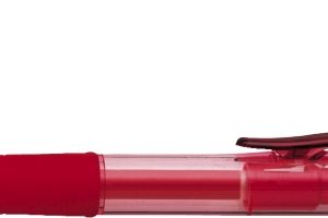 Pix cu gel PENAC FX-7, rubber grip, 0.7mm, corp transparent rosu - scriere rosie