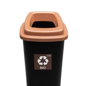 Cos plastic reciclare selectiva, capacitate 90l, PLAFOR Sort - negru cu capac maro - bio