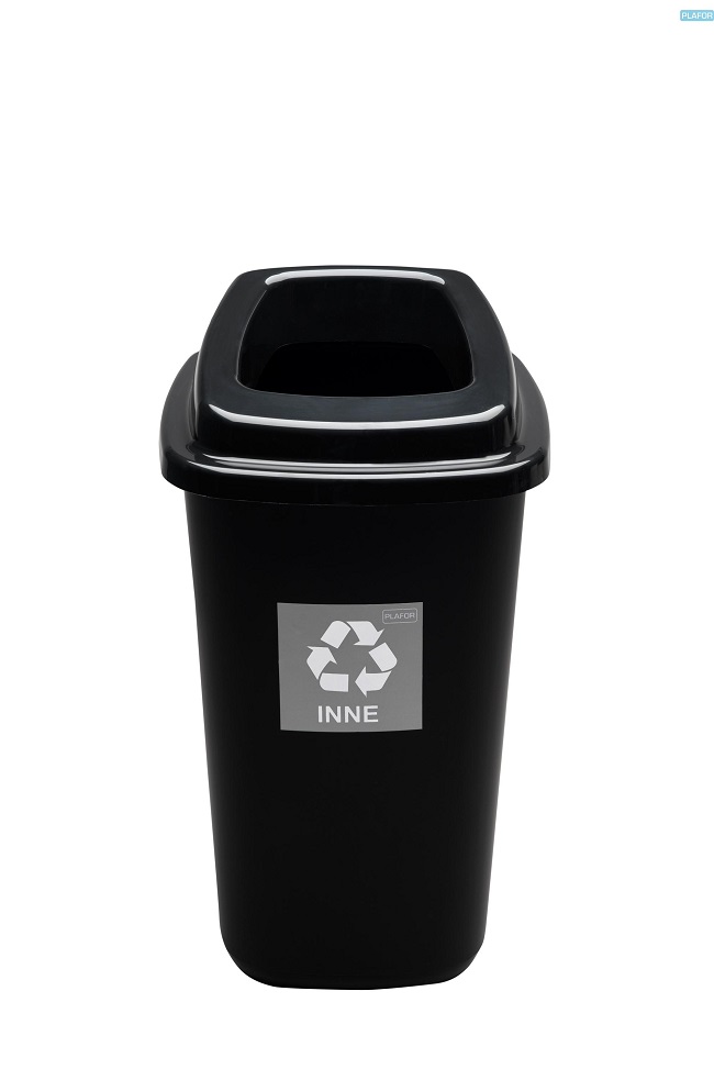 Cos plastic reciclare selectiva, capacitate 28l, PLAFOR Sort - negru cu capac negru - altele