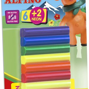 Plastilina standard, 6 + 2 neon x 12 gr./blister, ALPINO - 8 culori asortate