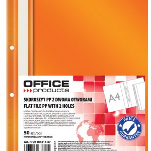 Dosar plastic PP cu sina, cu gauri, grosime 100/170microni, 50 buc/set, Office Products - orange