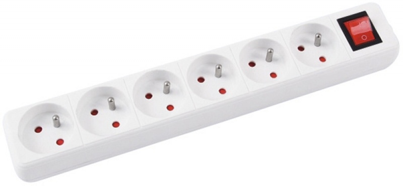 Prelungitor cu 6 prize, cablu 3 metri, cu intrerupator, Office Products - alb