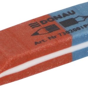 Radiera cauciuc pentru creion/cerneala, 40x14x8mm DONAU - rosu/albastru