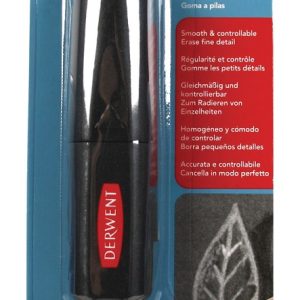 Radiera electrica DERWENT Professional, cu baterii, 8 rezerve incluse, negru