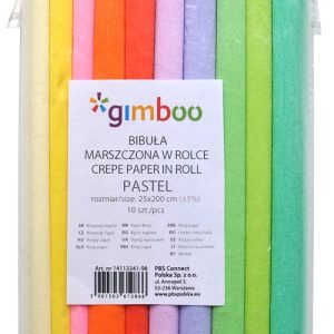 Rola hartie creponata, 25 x 200 cm, 10 buc/set, GIMBOO - culori pastel asortate