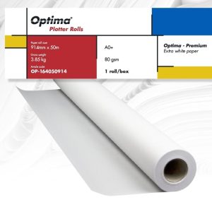 Rola plotter A0+, 80gr, 914mm x 50m, Optima Premium