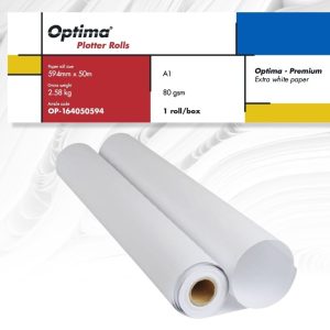 Rola plotter A1, 80gr, 594mm x 50m, Optima Premium