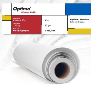Rola plotter A1+, 80gr, 610mm x 50m, Optima Premium