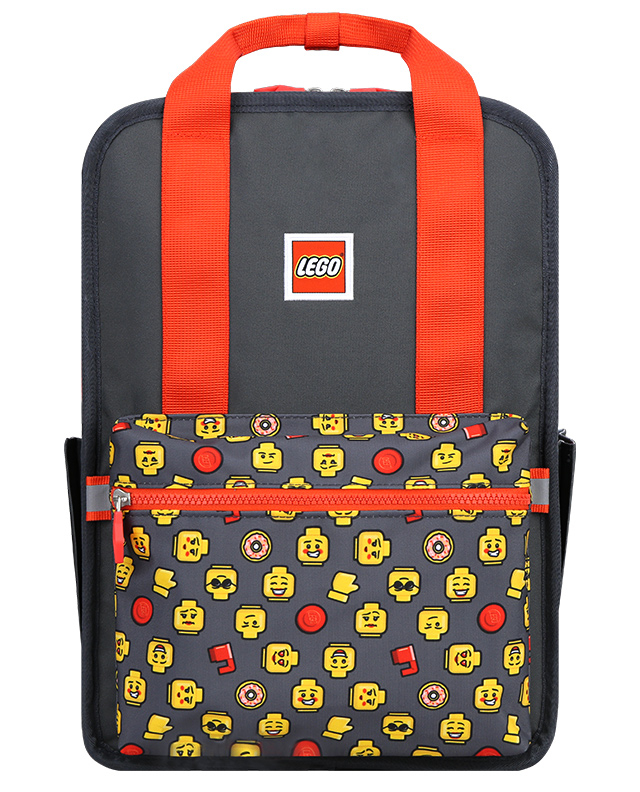 Rucsac Casual LEGO Tribini Fun Large - design Heads and Cup - rosu