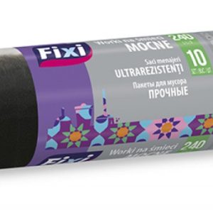 Saci menaj rezistenti 240L, 10buc/rola, FIXI - negri