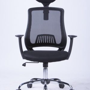 Scaun de birou, brate plastic, rotile, mesh textil, cu tetiera, Office Products Itaka - negru