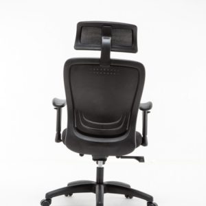 Scaun de birou, brate plastic, rotile, piele ecologica, cu tetiera, Office Products Santorini - negr