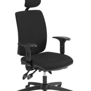 Scaun de birou, brate plastic, rotile, piele ecologica, Office Products Kefalonia - negru