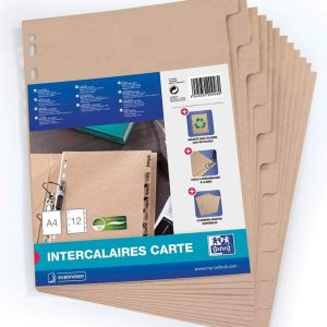 Separatoare carton reciclat, A4, 12 buc/set, OXFORD Touareg - bej natural
