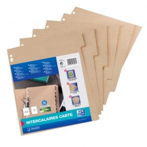Separatoare carton reciclat, A4, 6 buc/set, OXFORD Touareg - bej natural