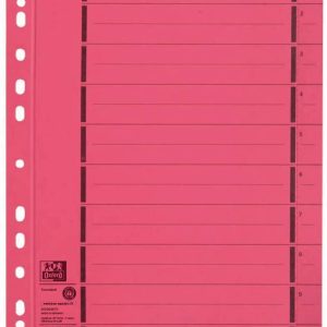Separatoare carton manila, 250g/mp, 300 x 240mm, 100/set, OXFORD - rosu