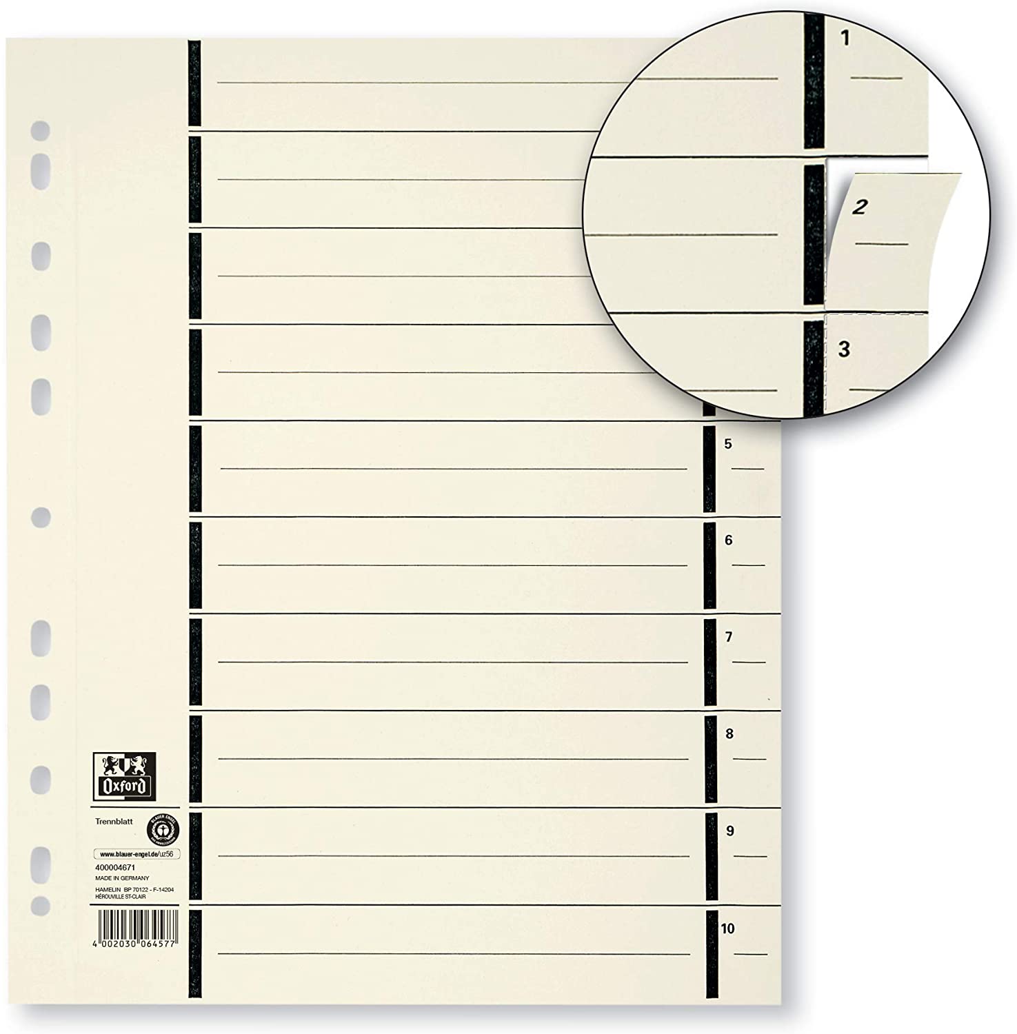 Separatoare carton manila, 230g/mp, 300 x 240mm, 100/set, OXFORD - bej