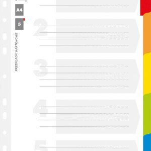 Separatoare carton alb cu margine color, A4, 170g/mp, 5 culori/set, Office Products