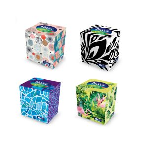 Servetele cosmetice, 3 straturi, 60 buc/cutie, VELVET Style-Cube - albe