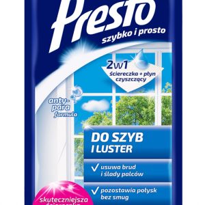 Servetele umede pentru geamuri si oglinzi, 30 buc/pachet, Presto - efect antistatic si antiaburire