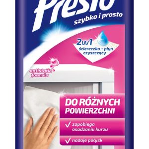 Servetele umede pentru suprafete din plastic sau laminate, 72 buc/pachet, Presto - efect antistatic