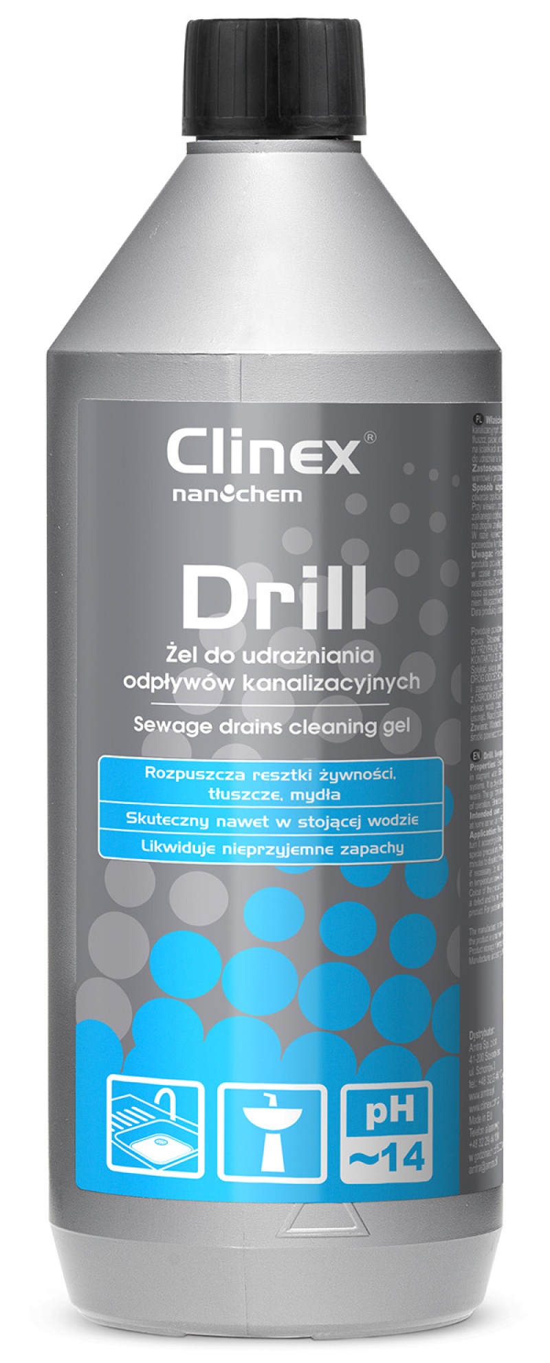 CLINEX Drill, 1 litru, solutie gel, pentru desfundat tevi