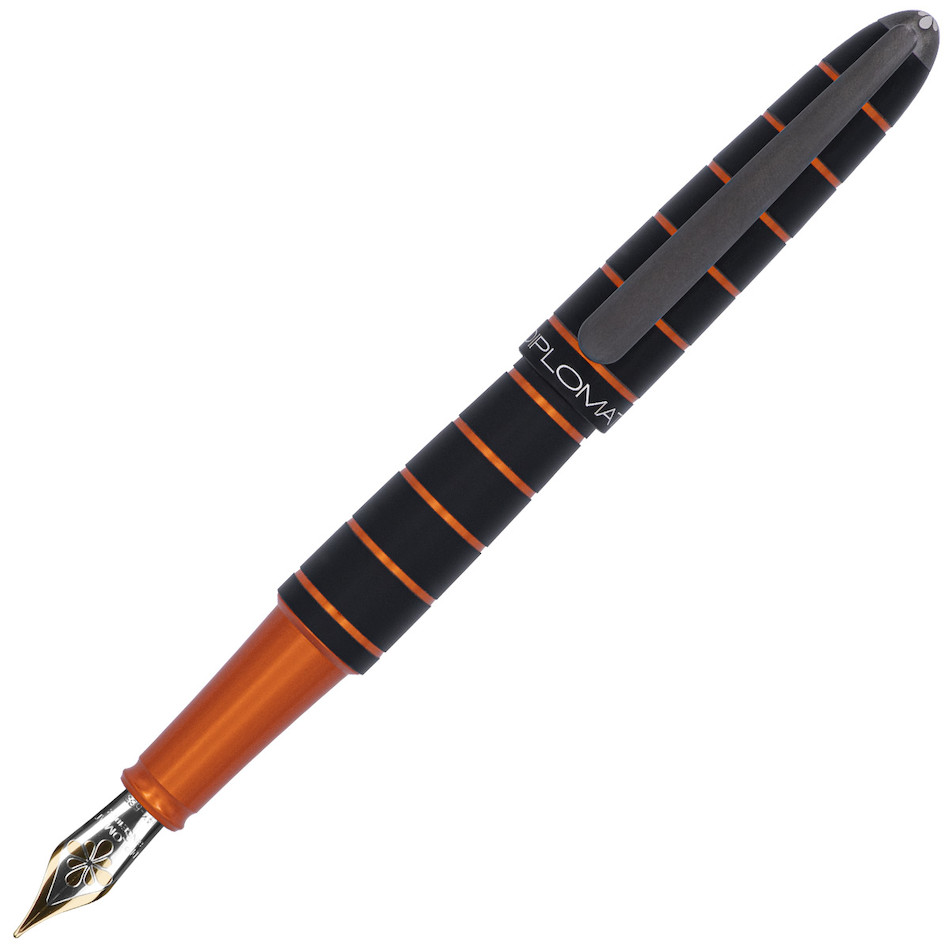 Stilou DIPLOMAT Elox Ring, cu penita M, aurita 14kt. - black orange