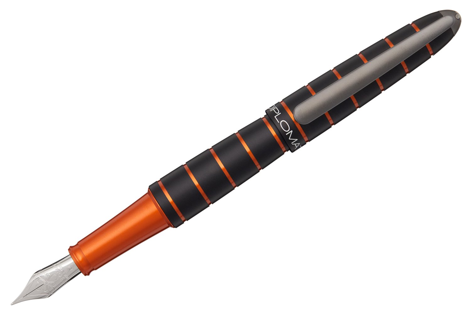 Stilou DIPLOMAT Elox Ring, cu penita M, din otel inoxidabil - black orange