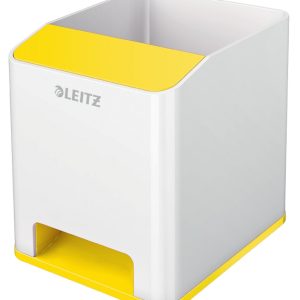 Suport instrumente de scris Leitz WOW, PS, cu amplificare sunet, culori duale, alb-galben