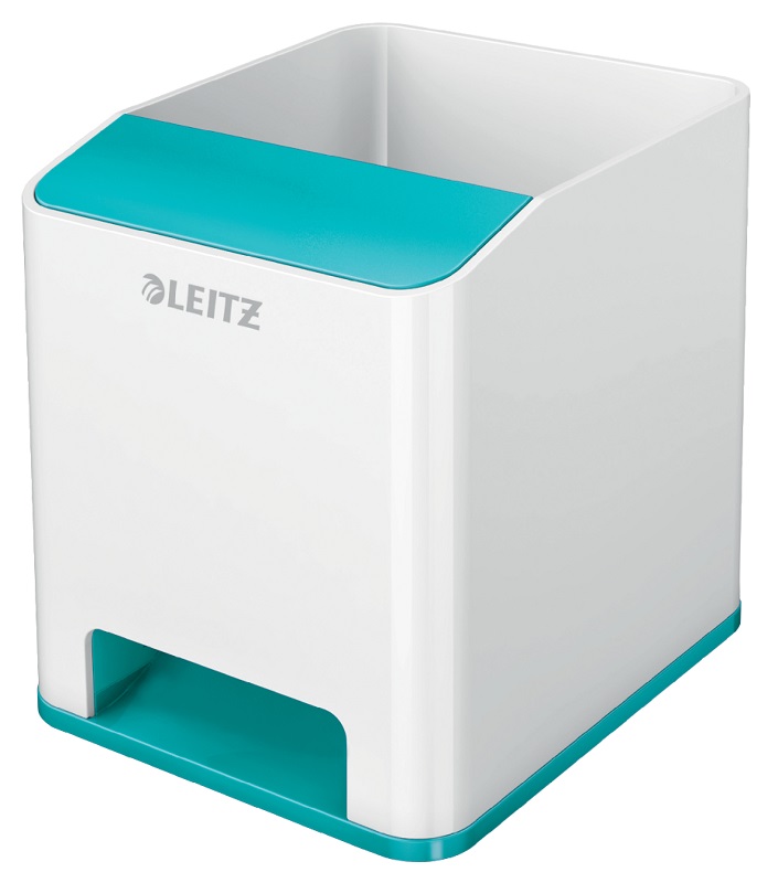 Suport instrumente de scris Leitz WOW, PS, cu amplificare sunet, culori duale, alb-turcoaz