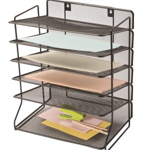 Suport metalic Mesh, pentru documente, cu 6 separatoare, orizontal, Q-Connect - negru