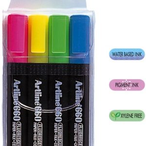 Textmarker ARTLINE 660, varf tesit 1.0-4.0mm, 4 culori/set - (YE,PK,GR,LBL)