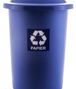 Cos plastic reciclare selectiva, capacitate 50l, PLAFOR Top - albastru cu capac albastru - hartie