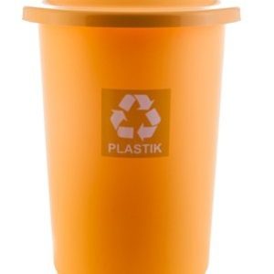 Cos plastic reciclare selectiva, capacitate 50l, PLAFOR Top - galben cu capac galben - plastic