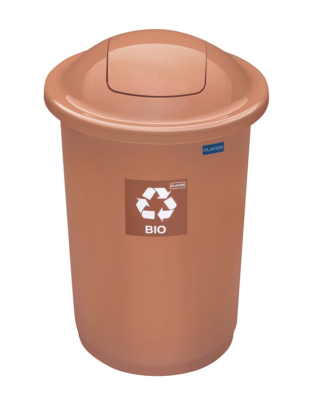 Cos plastic reciclare selectiva, capacitate 50l, PLAFOR Top - maro cu capac maro - bio