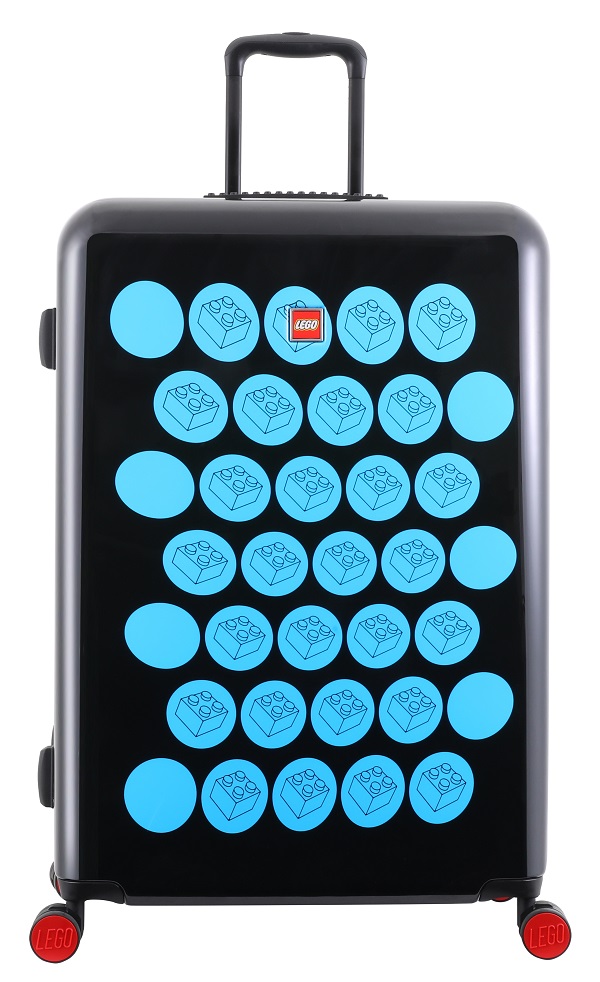 Troller 28 inch, material ABS, LEGO Brick Dots - negru cu puncte albastre