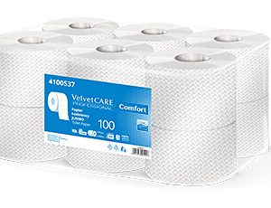 Hartie igienica alba, 2 straturi, 800 portii, 100m, 12 role/bax, VELVET Professional Comfort Jumbo