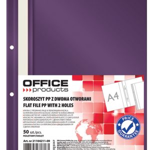 Dosar plastic PP cu sina, cu gauri, grosime 100/170microni, 50 buc/set, Office Products - violet
