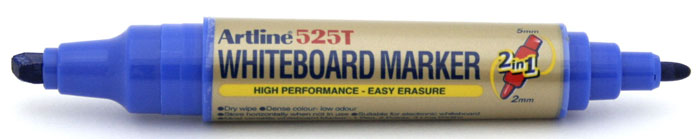 Marker pentru tabla de scris ARTLINE 525T, doua capete - varf rotund 2.0mm/tesit 5.0mm - albastru