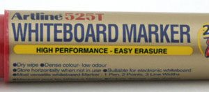 Marker pentru tabla de scris ARTLINE 525T, doua capete - varf rotund 2.0mm/tesit 5.0mm - rosu